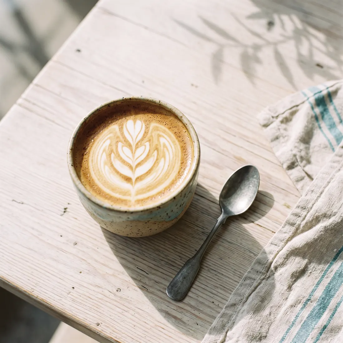 Flat white with rosetta latte art